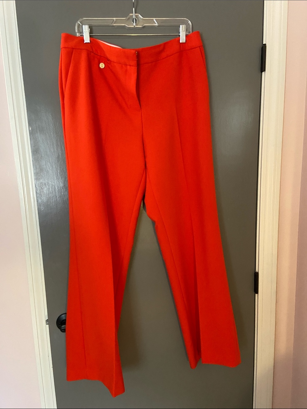 Women’s Karl Lagerfeld Bright Red Wide-Leg Trousers, Size 14